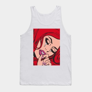 Red Crying Comic Girl Tank Top